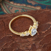 Pear Cut 3 Prong Classic Lab Diamond Wedding Ring Promise Side Stone Anniversary Ring